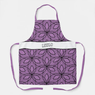 Geometrische zwarte en Paarse kunst Smock Apron Schort