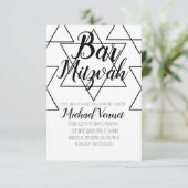 Geometrische zwarte en witte balk Mitzvah Kaart (Staand voorkant)