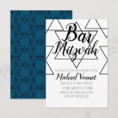 Geometrische zwarte en witte balk Mitzvah Kaart (Voorkant / Achterkant)