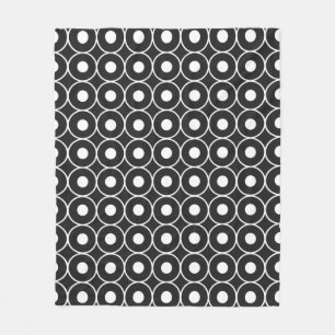 Geometrische zwarte en witte cirkels fleece deken