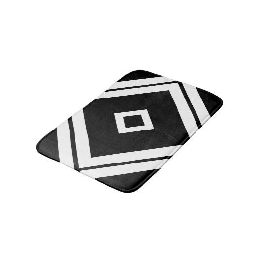 Geometrische zwarte en witte diagonale vierkant pa badmat (Gekanteld)
