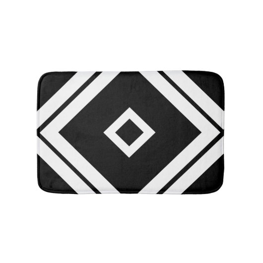 Geometrische zwarte en witte diagonale vierkant pa badmat (Voorkant)