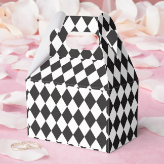Geometrische Zwarte en Witte Diamant Halloween Bedankdoosjes