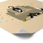 Geometrische zwarte en witte katten poster (Hoek)