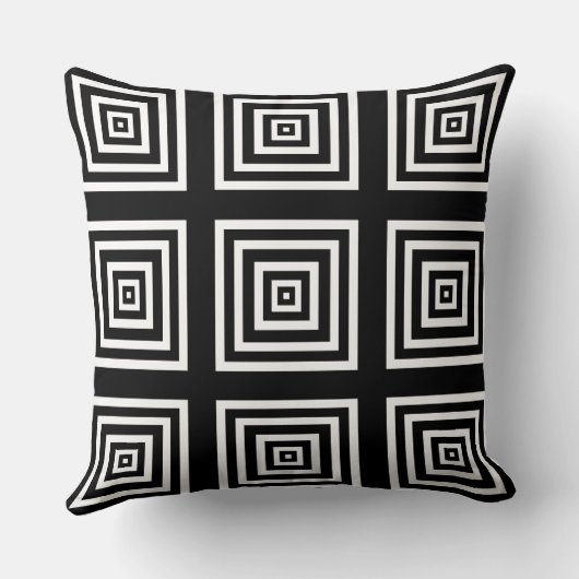 Geometrische zwarte en witte moderne ussen kussen (Achterkant)