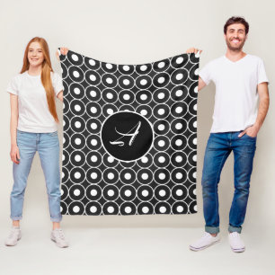Geometrische zwarte en witte monogram fleece deken