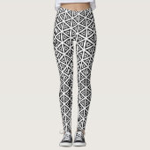 Geometrische zwarte en witte vlek leggings (Voorkant)