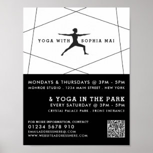 Geometrische zwarte en witte Yoga-klasse Advertere Poster