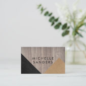 Geometrische zwarte folieplaat van leder visitekaartje (Staand voorkant)