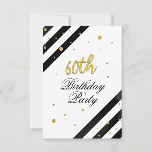 Geometrische zwarte glitter, 60e verjaardag kaart (Achterkant)