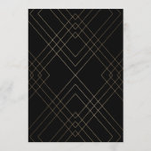 Geometrische Zwarte Gouden Kalligrafie Bruiloft Kaart (Achterkant)