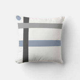 Geometrische zwarte grijze blauwe balken kussen