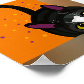 Geometrische zwarte kat die in kartonnen doos peer poster (Hoek)