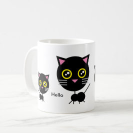 Geometrische zwarte kat koffiemok