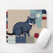 Geometrische zwarte kat kunst Muismat (Met muis)