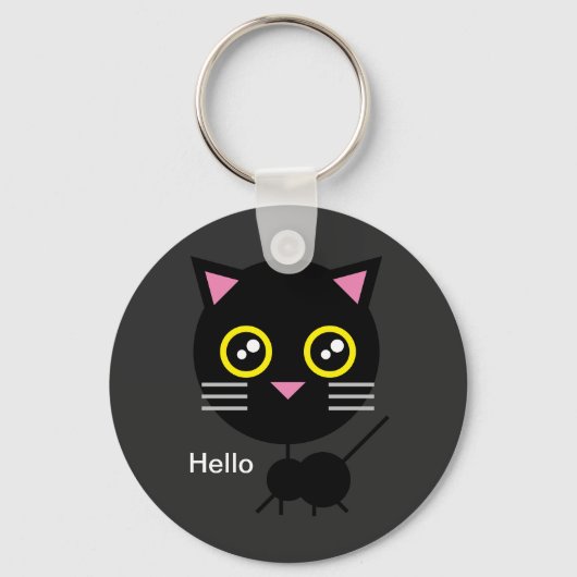 Geometrische zwarte kat sleutelhanger (Voorkant)