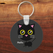 Geometrische zwarte kat sleutelhanger (Voorkant)