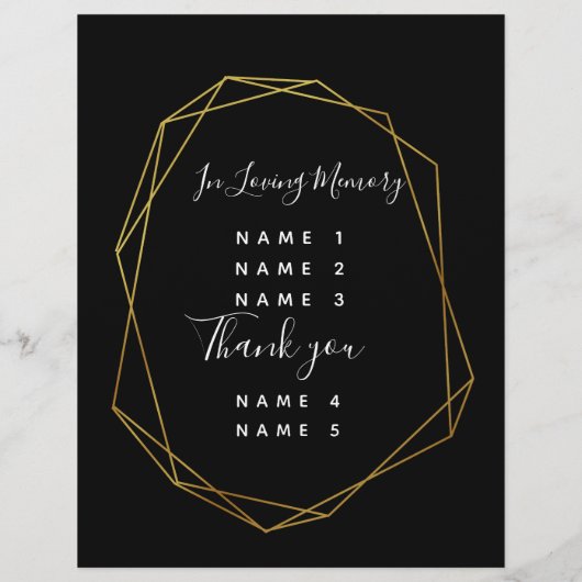 geometrische zwarte kristal bruiloft PROGRAMMA gou (Achterkant)