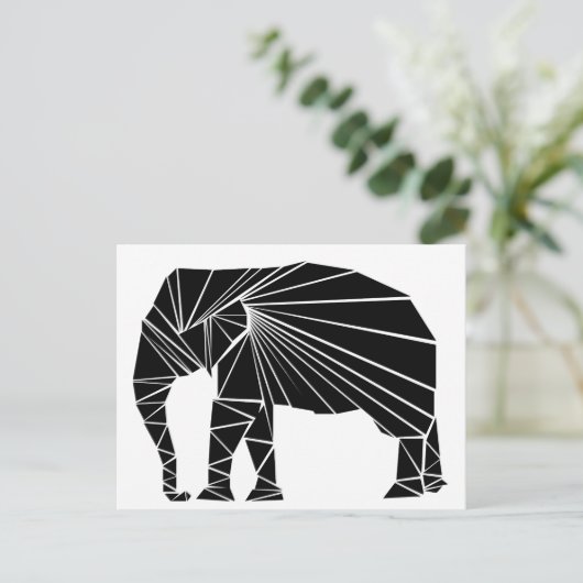 Geometrische zwarte olifant briefkaart (Staand voorkant)