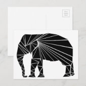 Geometrische zwarte olifant briefkaart (Voorkant / Achterkant)