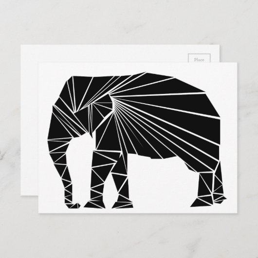 Geometrische zwarte olifant briefkaart (Voorkant / Achterkant)