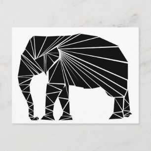 Geometrische zwarte olifant briefkaart