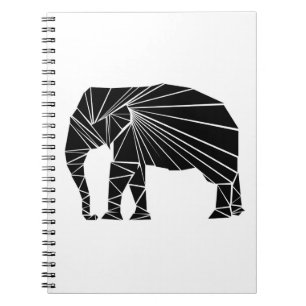 Geometrische zwarte olifant notitieboek