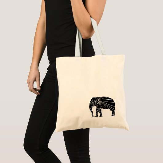 Geometrische zwarte olifant tote bag (Voorkant (product))