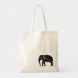 Geometrische zwarte olifant tote bag