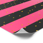 Geometrische zwarte roze ombre gouglitter confetti poster (Hoek)