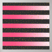 Geometrische zwarte roze ombre gouglitter confetti poster (Voorkant)