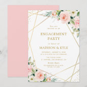 geometrische zwarte roze roze verlovingspartij kaart (Voorkant / Achterkant)