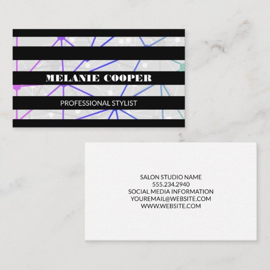 Geometrische zwarte strepen hedendaags Visitekaart Visitekaartje (Voorkant / Achterkant)