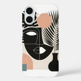 Geometrische zwarte vrouw iPhone 16 hoesje