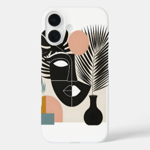 Geometrische zwarte vrouw iPhone 16 hoesje