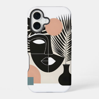 Geometrische zwarte vrouw iPhone 16 hoesje