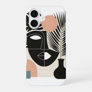 Geometrische zwarte vrouw iPhone 16 hoesje