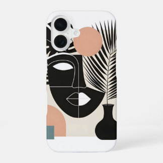 Geometrische zwarte vrouw iPhone 16 hoesje