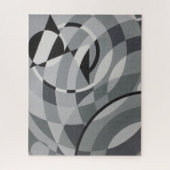 Geometrische zwarte witte cirkels monochroom legpuzzel (Verticaal)