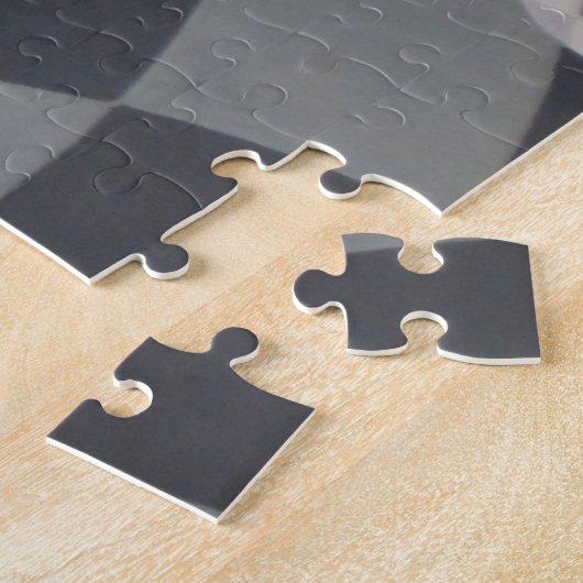 Geometrische zwarte witte cirkels monochroom legpuzzel (Zijkant)