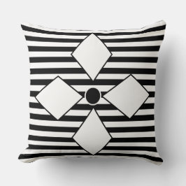 Geometrische zwarte witte diamant geometrische str kussen