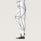 Geometrische zwarte witte driehoeken lijnen retro  leggings (Links)