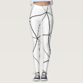 Geometrische zwarte witte driehoeken lijnen retro  leggings (Voorkant)