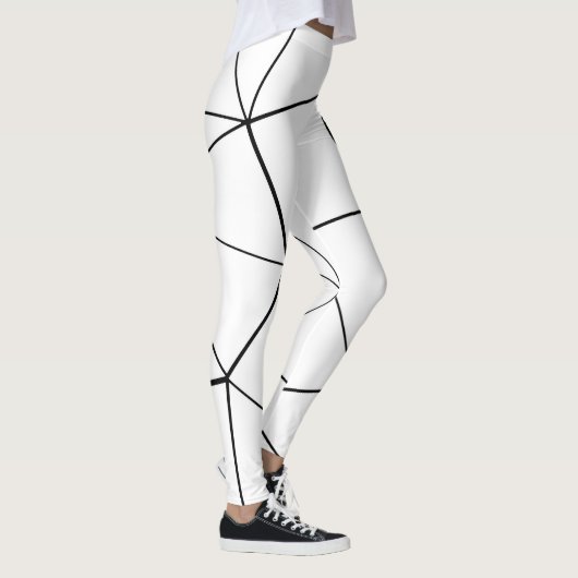 Geometrische zwarte witte driehoeken lijnen retro  leggings (Rechts)