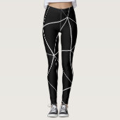 Geometrische zwarte witte driehoeken lijnen retro leggings (Voorkant)