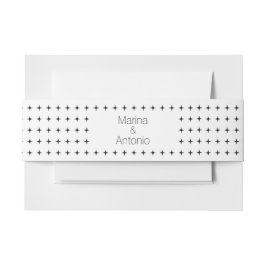 Geometrische zwarte, witte, eenvoudige patroonbrui uitnodigingen wikkel