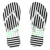 Geometrische zwarte, witte, groene strepen net gel teenslippers (Voetbed)