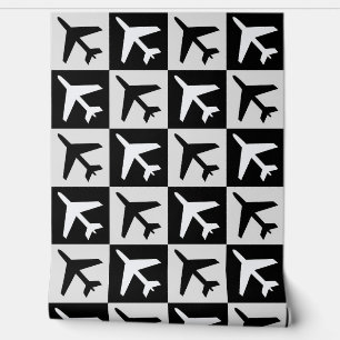 Geometrische zwarte witte luchtvaart jets vliegtui behang
