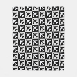 Geometrische zwarte witte luchtvaart jets vliegtui fleece deken