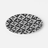 Geometrische zwarte witte luchtvaart jets vliegtui papieren bordje (Gekanteld)